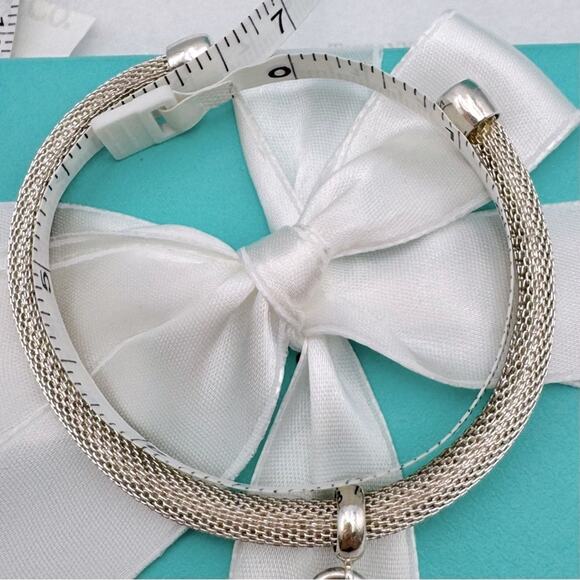 Tiffany & Co. Return to Tiffany Mesh Cuff Bangle Bracelet Sterling Silver W/ Box - Picture 3 of 9